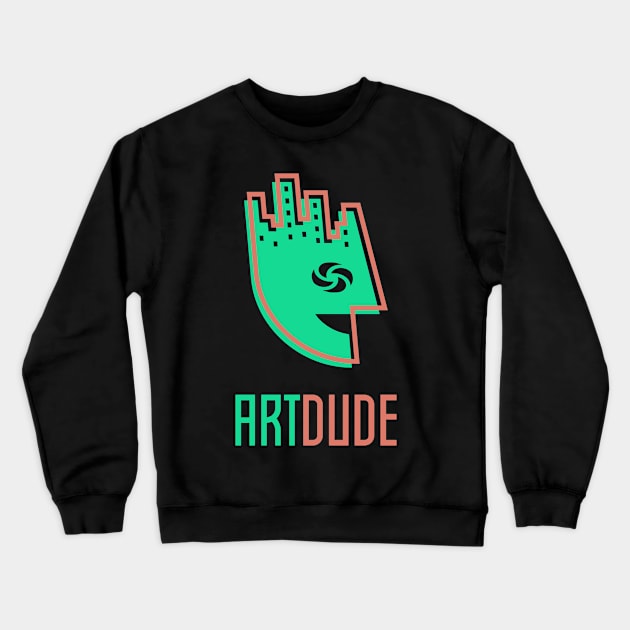 YourArtDude Logo In Green And Red Crewneck Sweatshirt by yourartdude